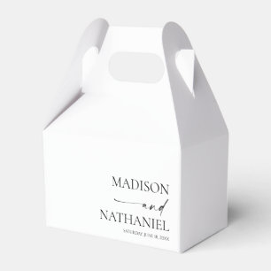 Modern Minimalist Elegant White Black Wedding Favor Boxes