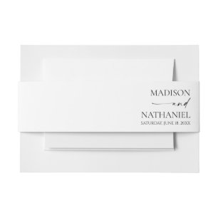 Modern Minimalist Elegant White Black Wedding Invitation Belly Band