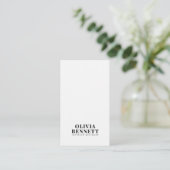 Modern minimalist elegant white interior designer business card (Standing Front)
