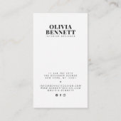Modern minimalist elegant white interior designer business card (Back)