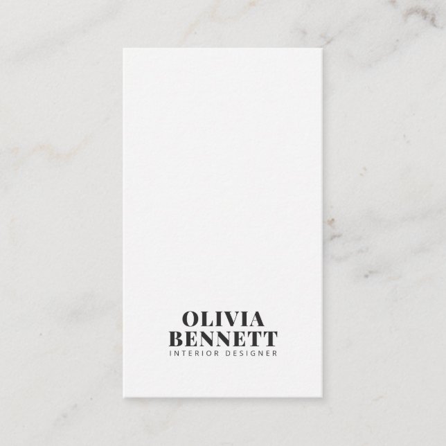 Modern minimalist elegant white interior designer business card (Front)