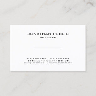 Modern Minimalist Elegant White Plain Professional Business Card