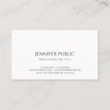 Modern Minimalist Elegant White Professional Plain Business Card