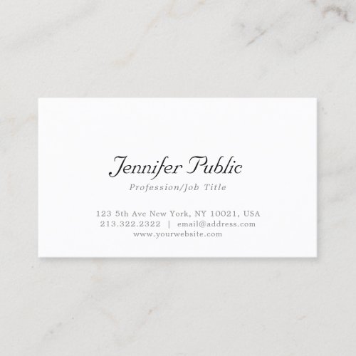 Modern Minimalist Elegant White Simple Template Business Card