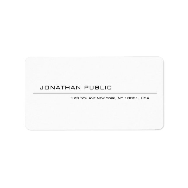 Modern Minimalist Elegant White Trendy Design Label (Front)