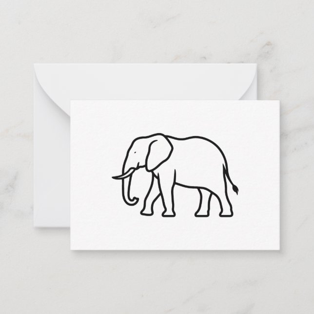 Modern Minimalist Elephant Silhouette Icon Note Card (Front)