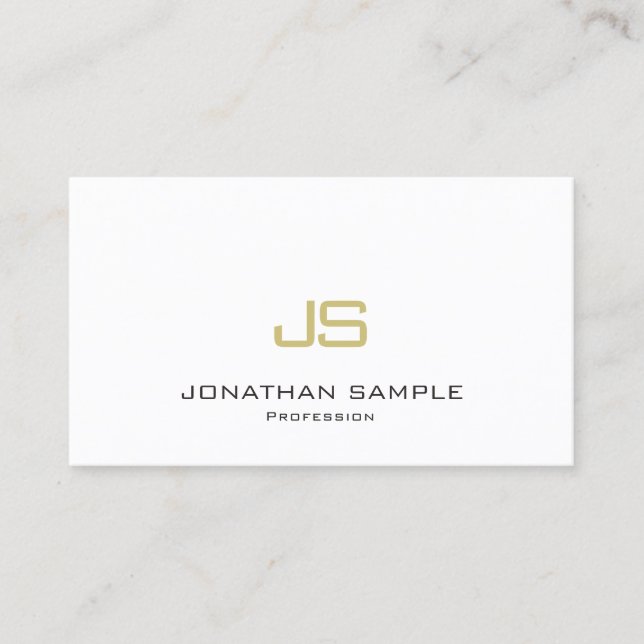 Modern Minimalist Elite Monogrammed Luxury Plain Business Card (Front)