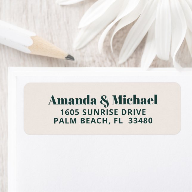 Modern Minimalist Emerald Green and Ecru Beige Label (Insitu)