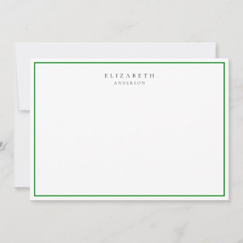 Modern Minimalist Emerald Green Single Border     Note Card