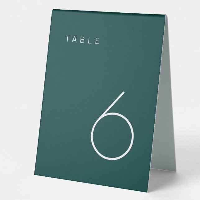 Modern Minimalist Emerald Green Table Number Tent (Front)