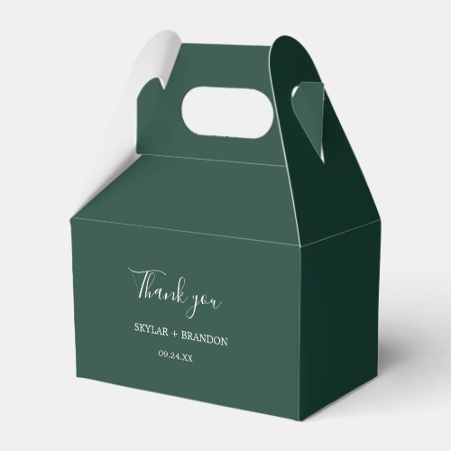 Modern Minimalist Emerald Green Thank You Favor Boxes