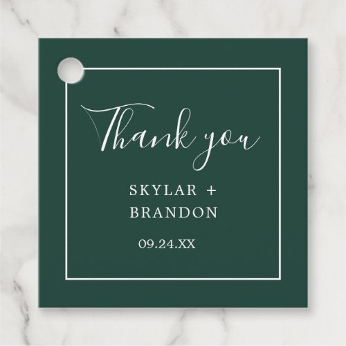 Modern Minimalist Emerald Green Thank You Favor Tags