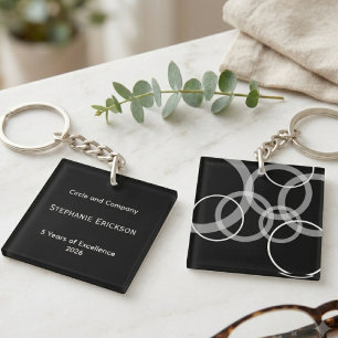 Modern minimalist employee award corporate service keychain