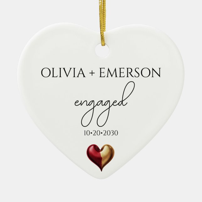 Modern Minimalist Engaged  Ceramic Ornament (Front)