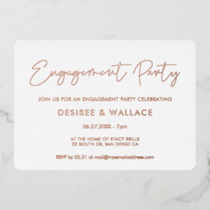 Modern minimalist engagement party foil invitation