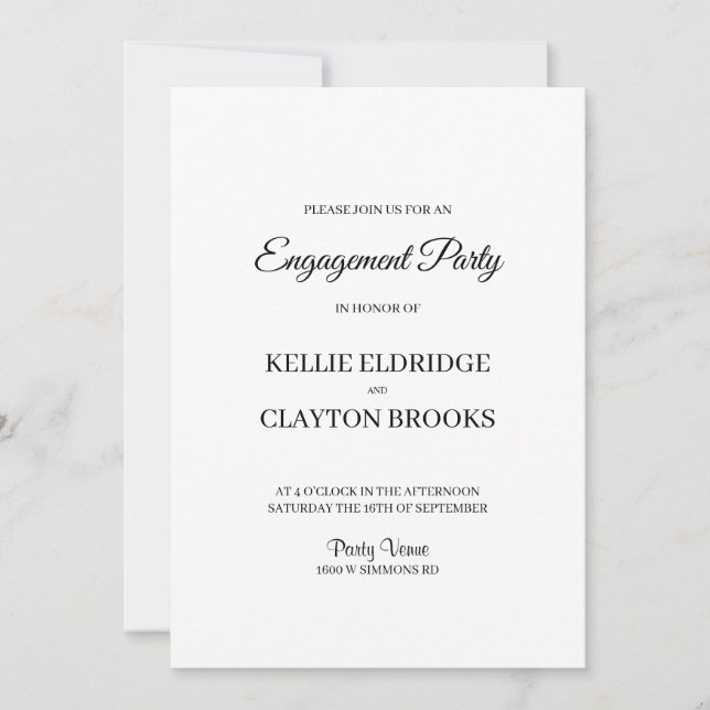 Modern Minimalist Engagement Party Invitation (Front)