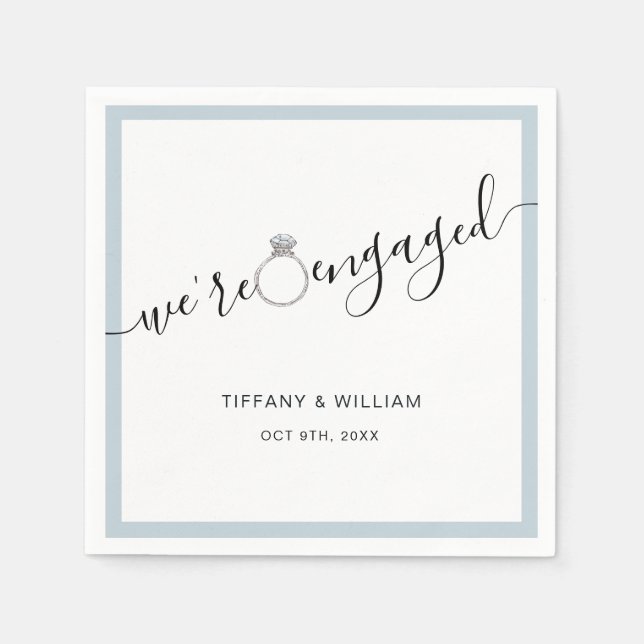 Modern minimalist engagement party napkins (Front)