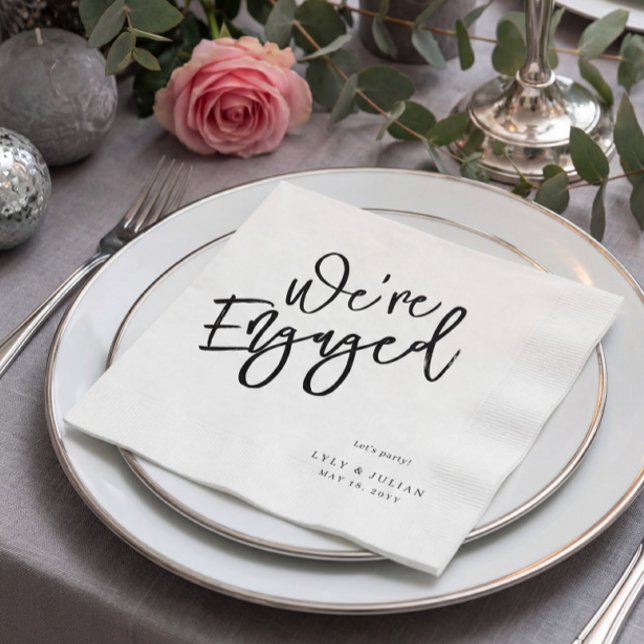 Modern Minimalist Engagement Party Napkins (Creator Uploaded)