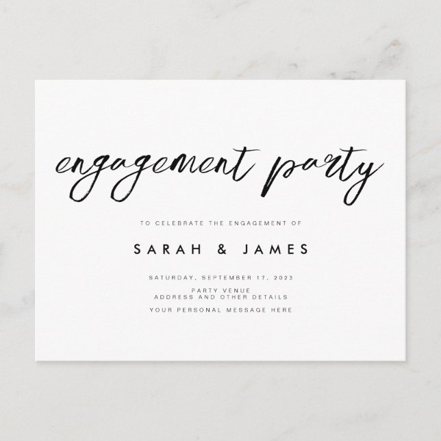 Modern Minimalist Engagement Party Postcard (Front)