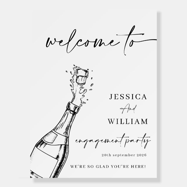 Modern Minimalist Engagement Party Welcome Sign (Front)