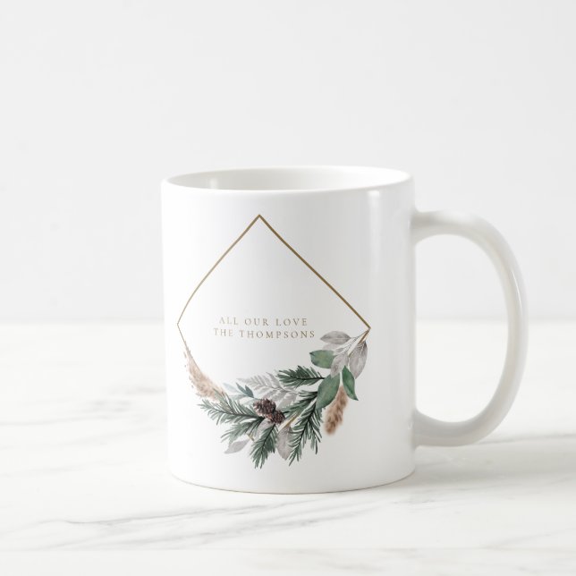 Modern Minimalist Eucalyptus Christmas Wreath Coffee Mug (Right)
