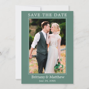 Modern Minimalist Eucalyptus Green Save The Date