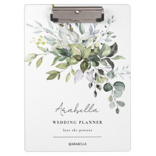 Modern Minimalist Eucalyptus Wedding Planner Clipboard