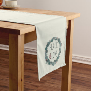Modern minimalist eucalyptus wreath long table runner