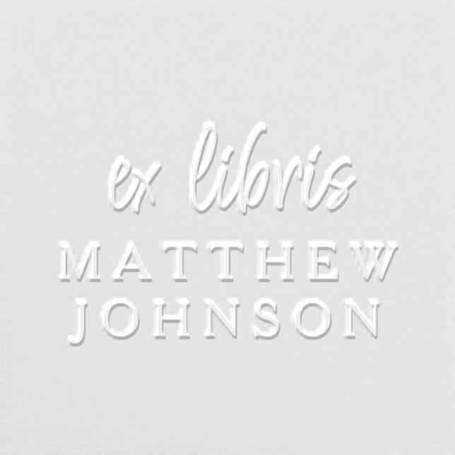 Modern Minimalist Ex Libris Custom Name Library Embosser (Design)