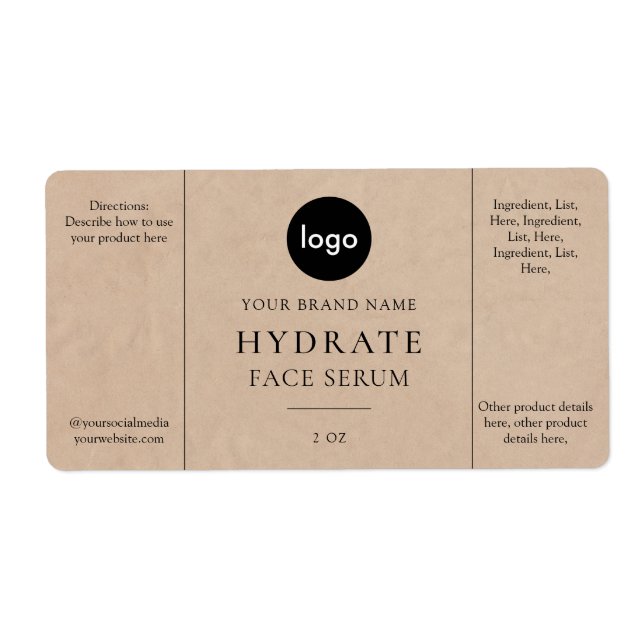 Modern Minimalist Face Serum Label (Front)