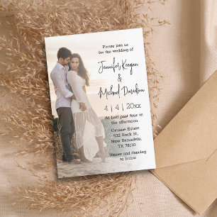 modern minimalist faded photo wedding invitation