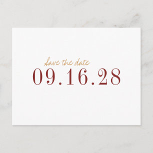 Modern minimalist fall wedding save the date announcement postcard