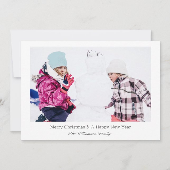 Modern Minimalist Family Christmas Photo Holiday Card (Front)