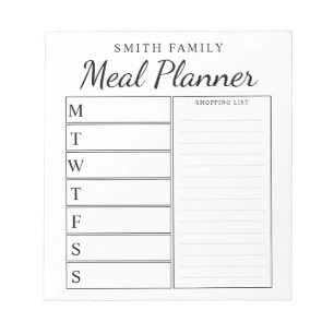 Modern Minimalist Family Meal Planner Notepad