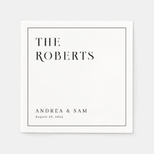 Modern Minimalist Family Name Wedding Napkins