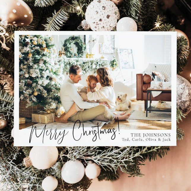 Modern Minimalist Family Photo Christmas Card (Creator Uploaded)