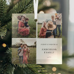 Modern Minimalist Family Photo Christmas Glass Ornament<br><div class="desc">Modern Minimalist Family Photo Collage Christmas Ornament</div>