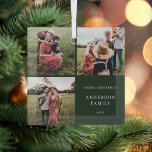 Modern Minimalist Family Photo Christmas Glass Ornament<br><div class="desc">Modern Minimalist Family Photo Collage Christmas Ornament</div>