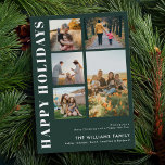 Modern Minimalist Family Photo Collage Holiday Card<br><div class="desc">Happy Holidays! Send your warm wishes to friends and family this Christmas season with a customizable photo collage Christmas card featuring simple modern typography. Personalize by adding your custom photos,  names,  year and other details. This minimal Christmas card is available in other colors and cardstock.</div>