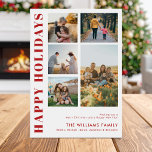 Modern Minimalist Family Photo Collage Holiday Card<br><div class="desc">Happy Holidays! Send your warm wishes to friends and family this Christmas season with a customizable photo collage Christmas card featuring simple modern typography. Personalize by adding your custom photos,  names,  year and other details. This minimal Christmas card is available in other colors and cardstock.</div>