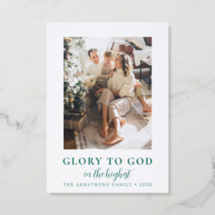 Modern Minimalist Family Photo Religious Christmas Letterpress Photo Cards