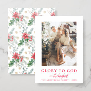 Modern Minimalist Family Photo Religious Christmas Letterpress Photo Cards