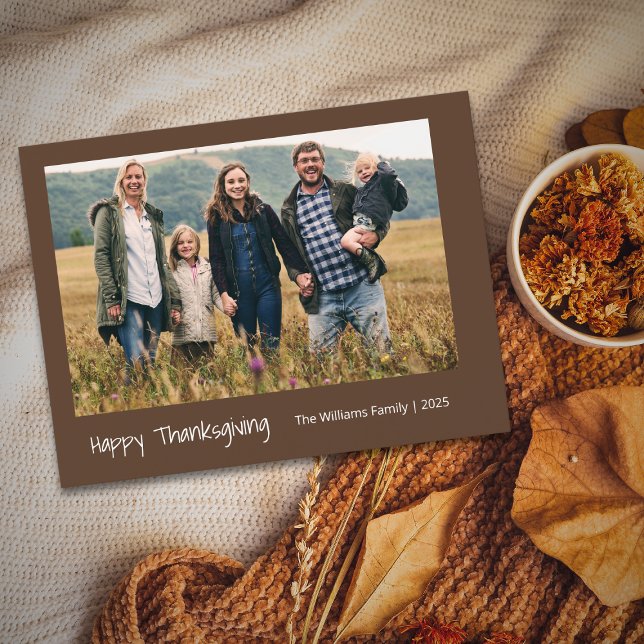 Modern Minimalist Family Photo Thanksgiving Holiday Postcard (Creator Uploaded)