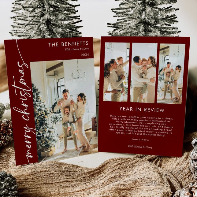 Modern Minimalist Family Photo Year In Review Holiday Card (Creator Uploaded)