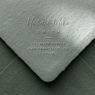 Modern minimalist family return address wedding embosser