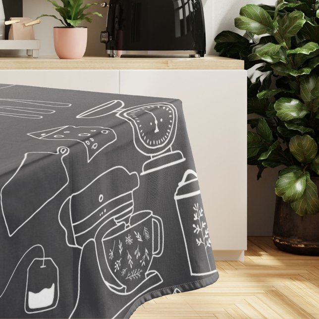 Modern Minimalist Farmhouse Kitchen Utensils Tablecloth (In situ)