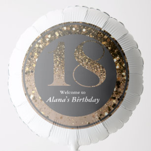Modern minimalist faux gold glitter 18th birthday balloon
