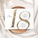 Modern minimalist faux gold glitter 18th birthday invitation<br><div class="desc">Modern minimalist 18th birthday party invitation features stylish faux gold glitter number 18 and your party details in classic serif font,   simple and elegant,  great surprise birthday invitation for men and women.  
the white background color can be changed to any color of your choice.</div>
