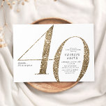 Modern minimalist faux gold glitter 40th birthday invitation<br><div class="desc">Modern minimalist 40th birthday party invitation features stylish faux gold glitter number 40 and your party details in classic serif font,   simple and elegant,  great surprise adult milestone birthday invitation.  
the background color can be changed to any color of your choice.</div>