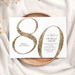 Modern minimalist faux gold glitter 80th birthday invitation<br><div class="desc">Modern minimalist 80th birthday party invitation features stylish faux gold glitter number 80 and your party details in classic serif font,   simple and elegant,  great surprise adult milestone birthday invitation.  
the background color can be changed to any color of your choice.</div>